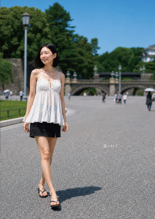 皇居を散策するAINA